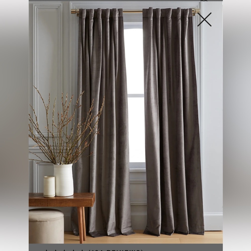 Quince Luster Velvet Curtain Panel room darkening